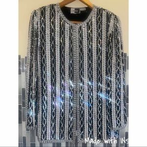 80s Carina Sequin Silk Blazer Size Medium Women’s
